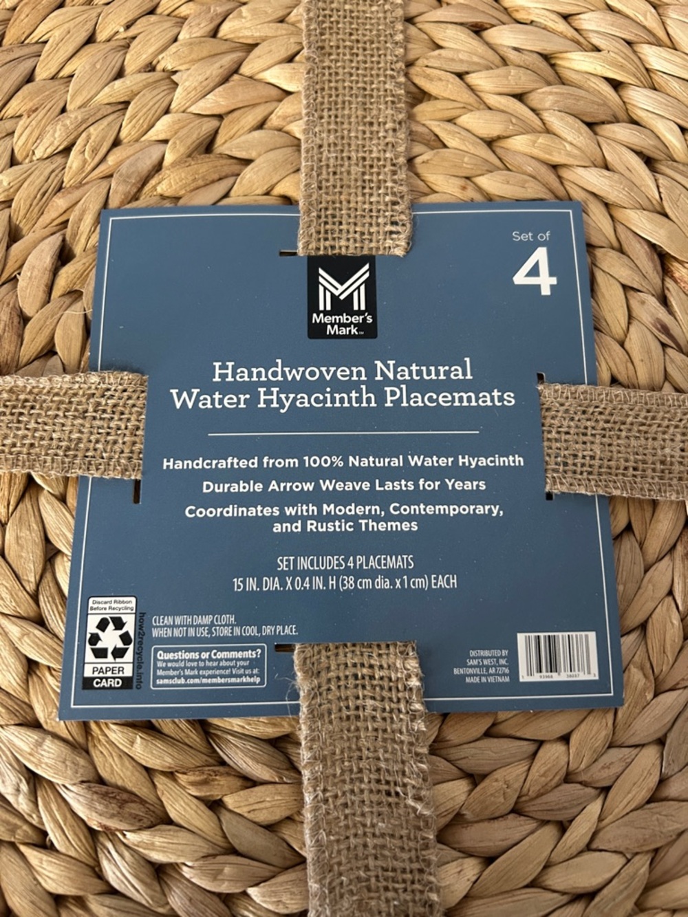 Handwoven Natural Water Hyacinth Placemats-Set of Four - Picture 5 of 9